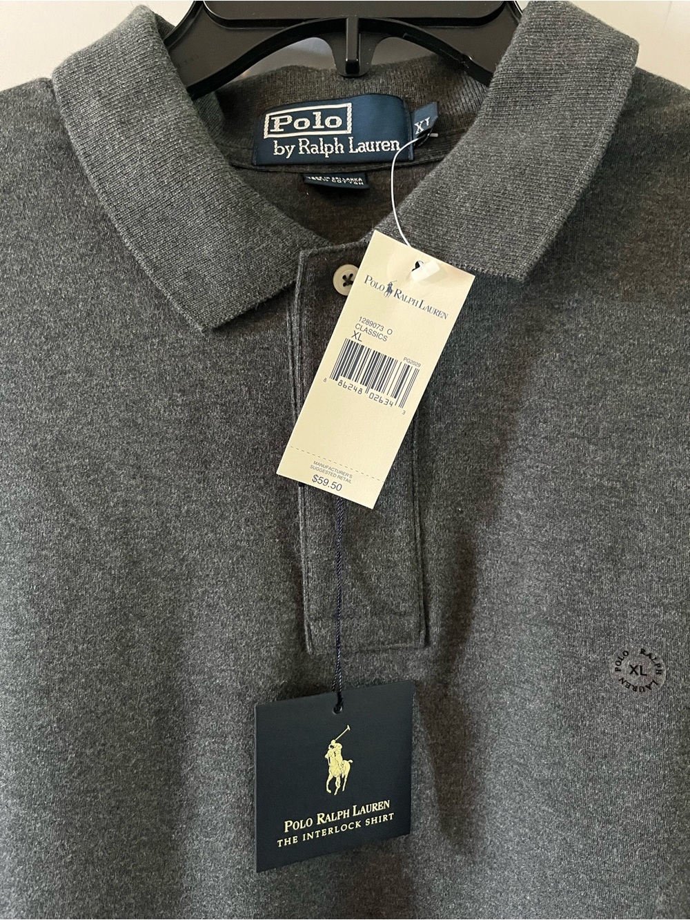 Ralph Lauren Men's Dark Gray Polo with Purple Pony NWT - Picture 4 of 5